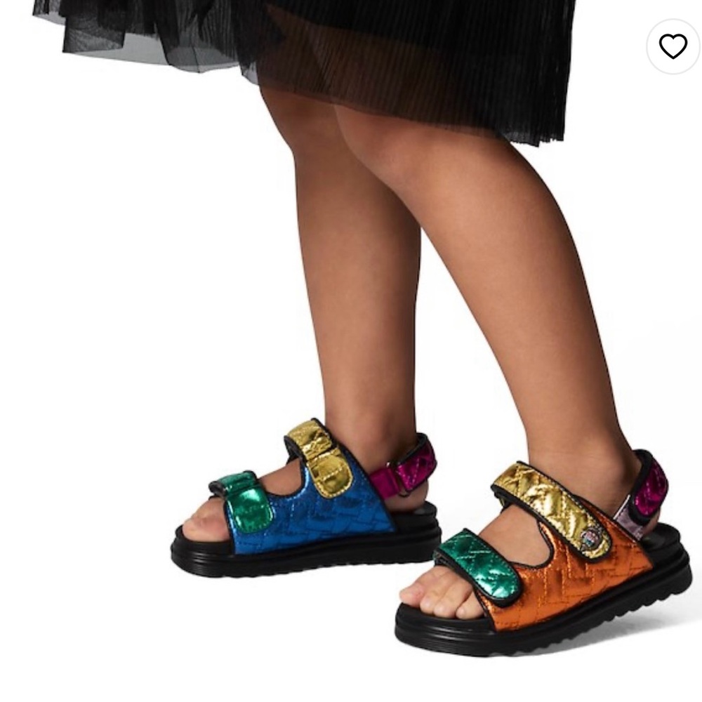 Kurt Geiger Mini Orson Multicolor leather Metallic Strap summer Sandals Size 6